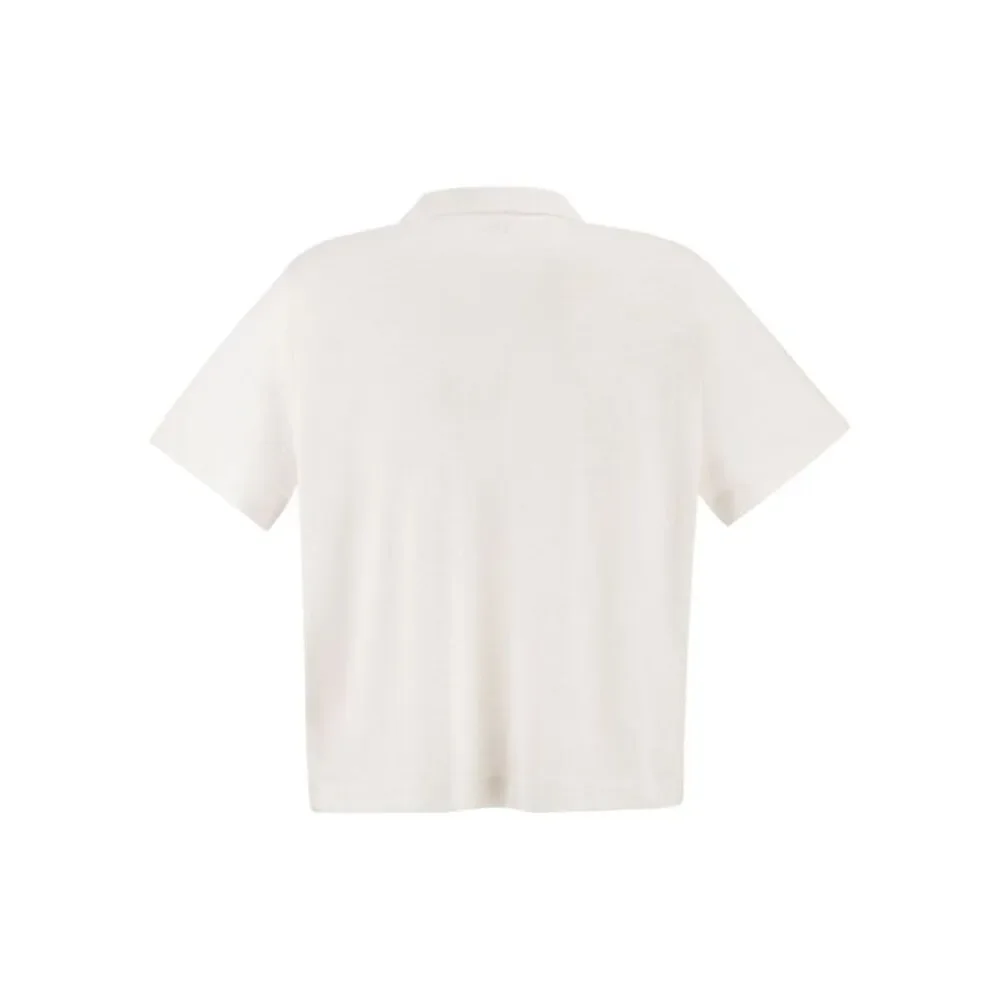 Majestic Women Cropped Linen Stretch Polo With V-Neck - Picture 2 of 4